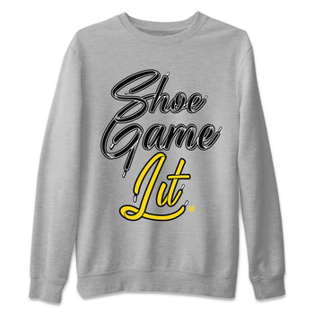 Air Jordan 4 Thunder Sneaker Match Tees Shoe Game Lit Shoe Lace Sneaker Tees Air Jordan 4 Retro Thunder Tees Unisex Shirts Heather Grey 2