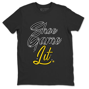 Air Jordan 4 Thunder Sneaker Match Tees Shoe Game Lit Shoe Lace Sneaker Tees Air Jordan 4 Retro Thunder Tees Unisex Shirts Black 2