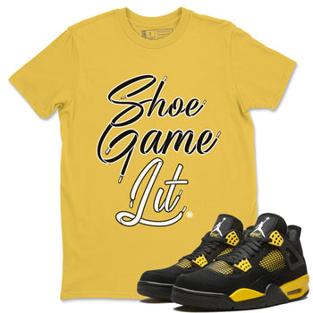 Shoe Game Lit Shoe Lace Unisex Tops - Air Jordan 4 Thunder - SNRT Sneaker Tee