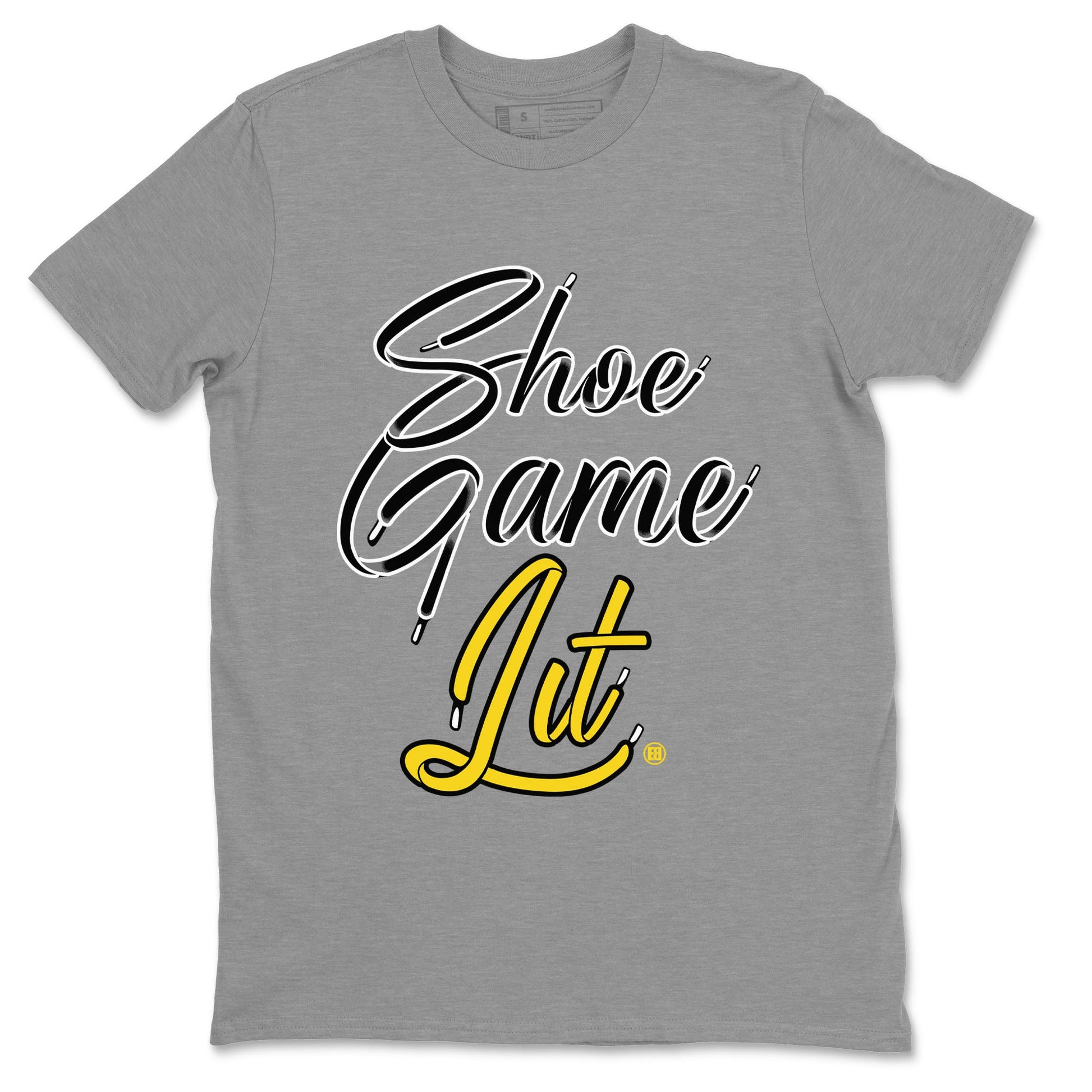 Air Jordan 4 Thunder Sneaker Match Tees Shoe Game Lit Shoe Lace Sneaker Tees Air Jordan 4 Retro Thunder Tees Unisex Shirts Heather Grey 2