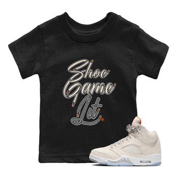 Air Jordan 5 Craft Sneaker Match Tees Shoe Game Lit Shoe Lace Sneaker Tees Air Jordan 5 Retro Craft Tees Kids Shirts Black 1