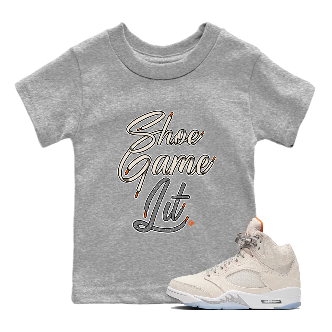 Air Jordan 5 Craft Shoe Game Lit Shoe Lace Baby and Kids Sneaker Tees Air Jordan 5 Craft Kids Sneaker Tees Size Chart