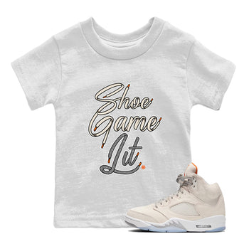 Air Jordan 5 Craft Sneaker Match Tees Shoe Game Lit Shoe Lace Sneaker Tees Air Jordan 5 Retro Craft Tees Kids Shirts White 1