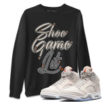 Air Jordan 5 Craft Sneaker Match Tees Shoe Game Lit Shoe Lace Sneaker Tees Air Jordan 5 Retro Craft Tees Unisex Shirts Black 1