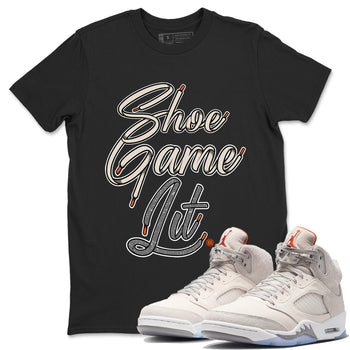 Air Jordan 5 Craft Sneaker Match Tees Shoe Game Lit Shoe Lace Sneaker Tees Air Jordan 5 Retro Craft Tees Unisex Shirts Black 1