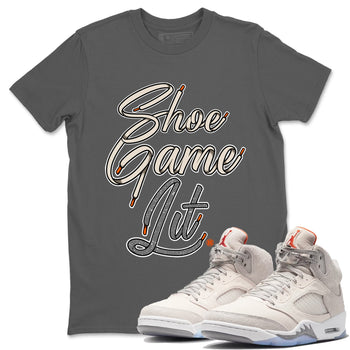 Air Jordan 5 Craft Shoe Game Lit Shoe Lace Crew Neck Sneaker Tees Air Jordan 5 Craft Sneaker T-Shirts Washing and Care Tip