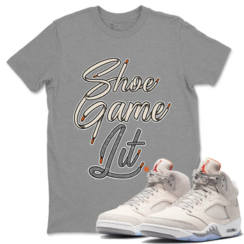 Air Jordan 5 Craft Shoe Game Lit Shoe Lace Crew Neck Sneaker Tees Air Jordan 5 Craft Sneaker T-Shirts Size Chart