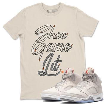 Air Jordan 5 Craft Sneaker Match Tees Shoe Game Lit Shoe Lace Sneaker Tees Air Jordan 5 Retro Craft Tees Unisex Shirts Natural 1