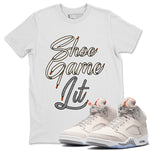Air Jordan 5 Craft Sneaker Match Tees Shoe Game Lit Shoe Lace Sneaker Tees Air Jordan 5 Retro Craft Tees Unisex Shirts White 1