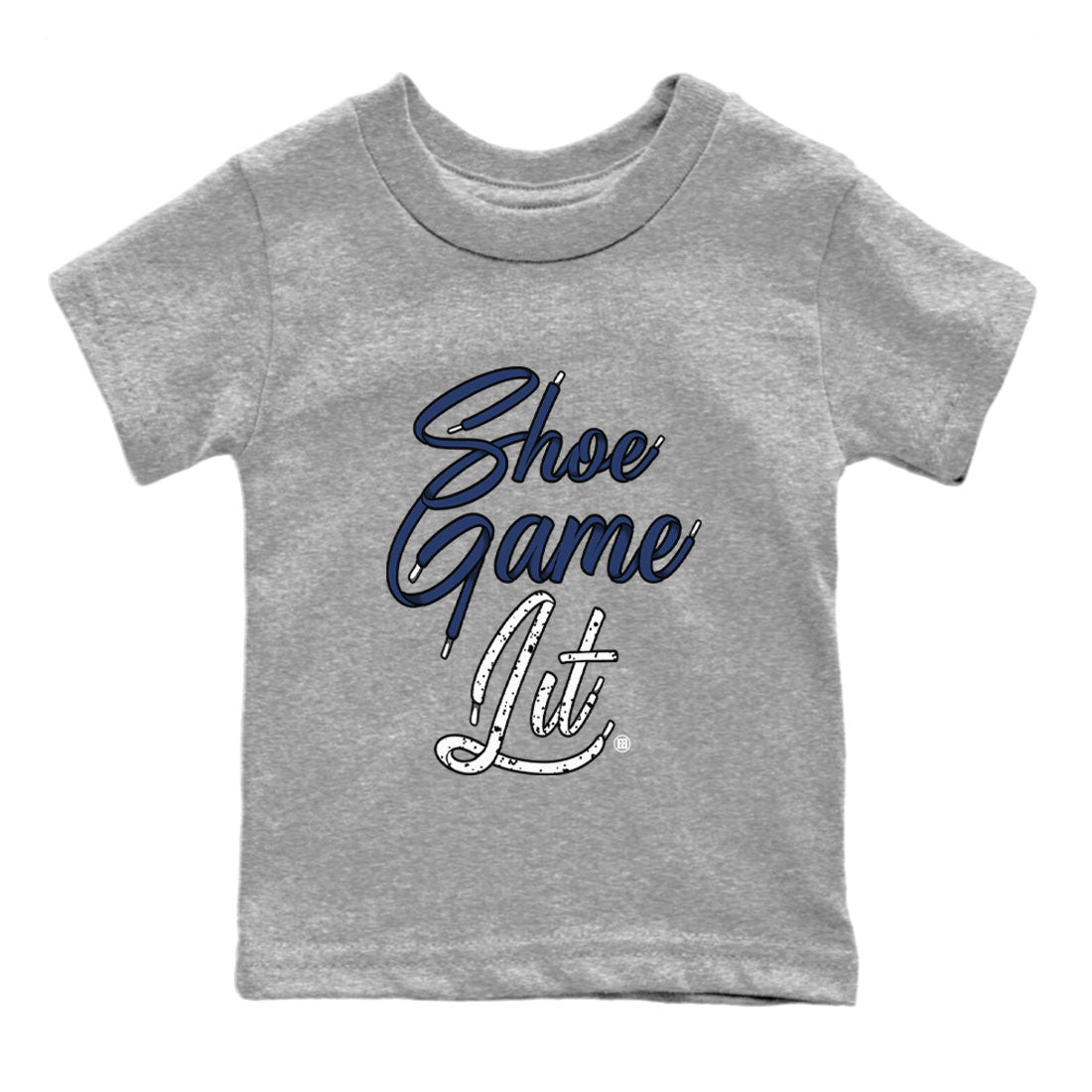 Air Jordan 5 Georgetown shirt to match jordans Shoe Game Lit Shoe Lace sneaker tees Air Jordan 5 Retro Midnight Navy SNRT Sneaker Release Tees Baby Toddler Heather Grey 2 T-Shirt