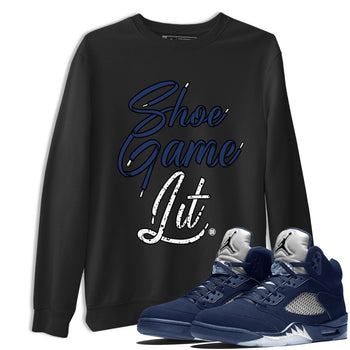 Air Jordan 5 Georgetown shirt to match jordans Shoe Game Lit Shoe Lace sneaker tees Air Jordan 5 Retro Midnight Navy SNRT Sneaker Release Tees Unisex Black 1 T-Shirt