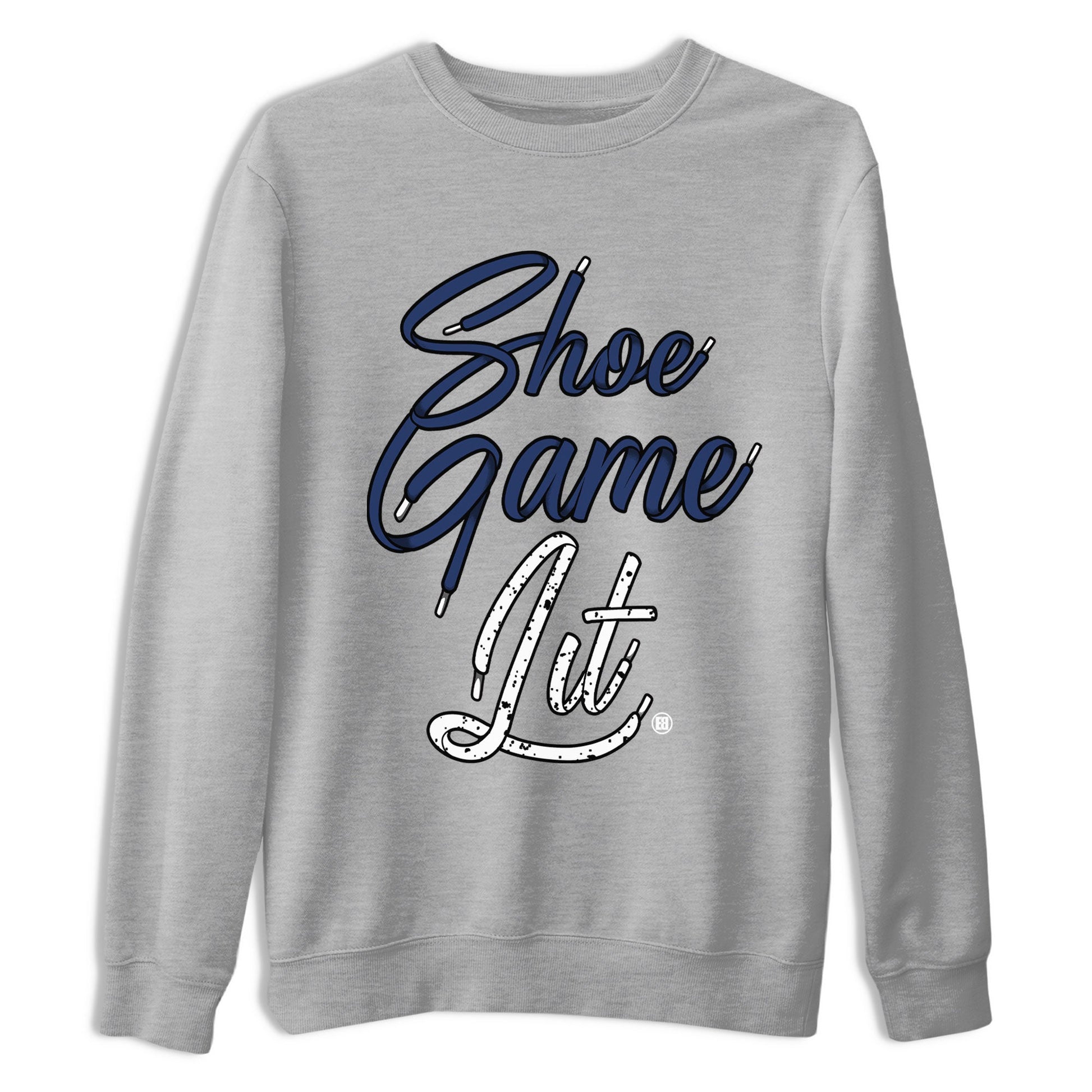 Air Jordan 5 Georgetown shirt to match jordans Shoe Game Lit Shoe Lace sneaker tees Air Jordan 5 Retro Midnight Navy SNRT Sneaker Release Tees Unisex Heather Grey 2 T-Shirt