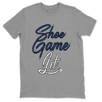 Air Jordan 5 Georgetown shirt to match jordans Shoe Game Lit Shoe Lace sneaker tees Air Jordan 5 Retro Midnight Navy SNRT Sneaker Release Tees Unisex Heather Grey 2 T-Shirt