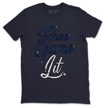 Air Jordan 5 Georgetown shirt to match jordans Shoe Game Lit Shoe Lace sneaker tees Air Jordan 5 Retro Midnight Navy SNRT Sneaker Release Tees Unisex Navy 2 T-Shirt