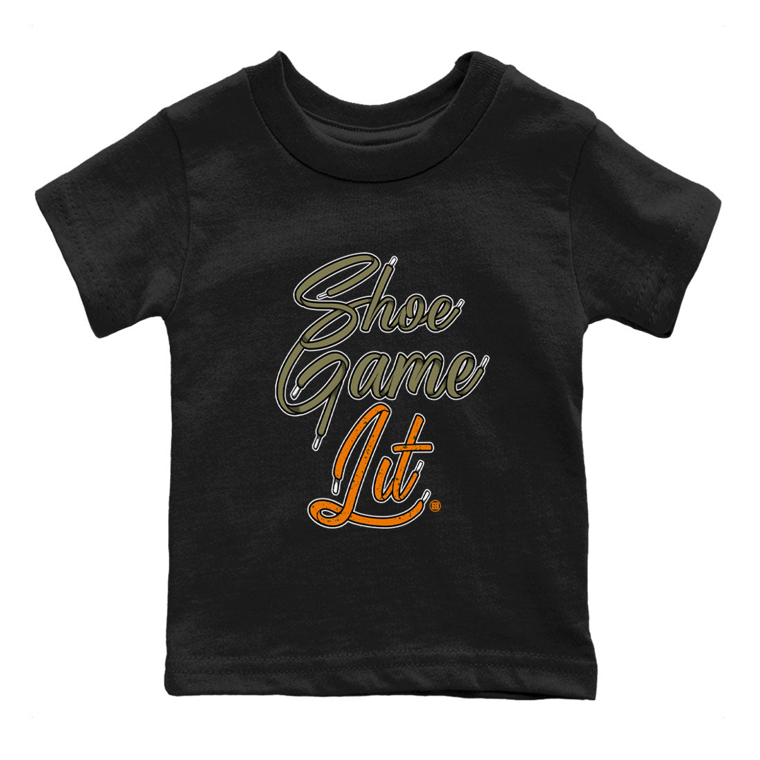 5s Olive shirt to match jordans Shoe Game Lit Shoe Lace sneaker tees Air Jordan 5 Olive SNRT sneaker release tees baby toddler Black 2 cotton Shirt