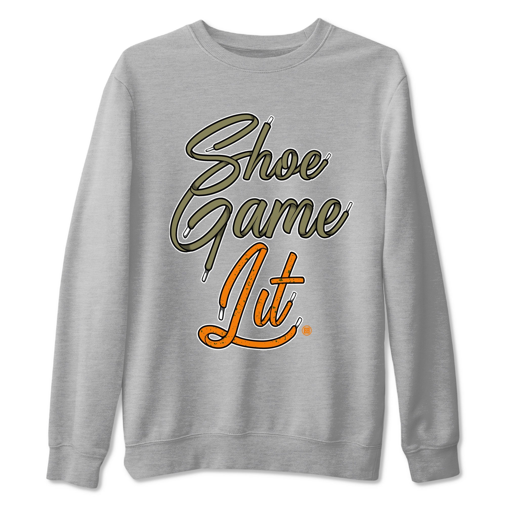5s Olive shirt to match jordans Shoe Game Lit Shoe Lace sneaker tees Air Jordan 5 Retro Olive SNRT Sneaker Release Tees unisex cotton Heather Grey 2 crew neck shirt