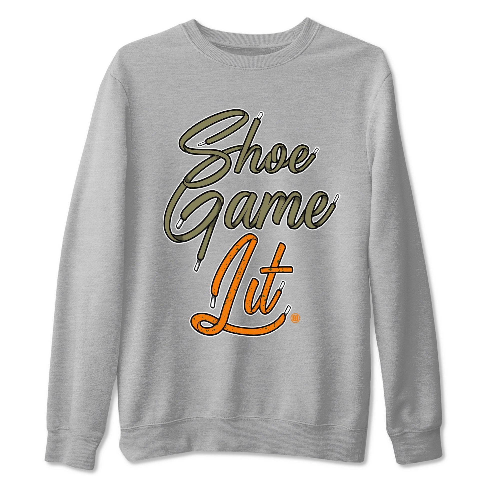 5s Olive shirt to match jordans Shoe Game Lit Shoe Lace sneaker tees Air Jordan 5 Retro Olive SNRT Sneaker Release Tees unisex cotton Heather Grey 2 crew neck shirt