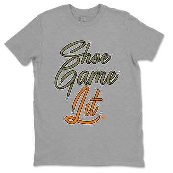 5s Olive shirt to match jordans Shoe Game Lit Shoe Lace sneaker tees Air Jordan 5 Retro Olive SNRT Sneaker Release Tees unisex cotton Heather Grey 2 crew neck shirt