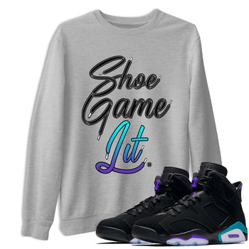 Air Jordan 6 Aqua shirt to match jordans Shoe Game Lit Shoe Lace sneaker tees 6s Aqua SNRT Sneaker Release Tees Unisex Heather Grey 1 T-Shirt