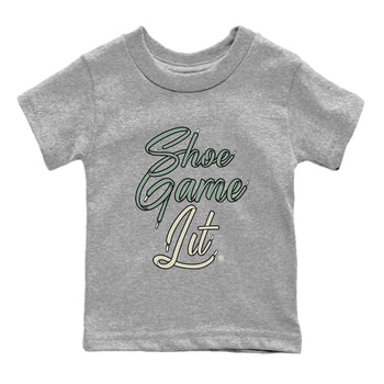 Dunk Low Mica Green Shirts Shoe Game Lit Shoe Lace Sneaker Tees Dunk Mica Green Sneaker Release Tees Kids Shirts Heather Grey 2