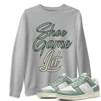 Dunk Low Mica Green Shirts Shoe Game Lit Shoe Lace Sneaker Tees Dunk Mica Green Sneaker Release Tees Unisex Shirts Heather Grey 1