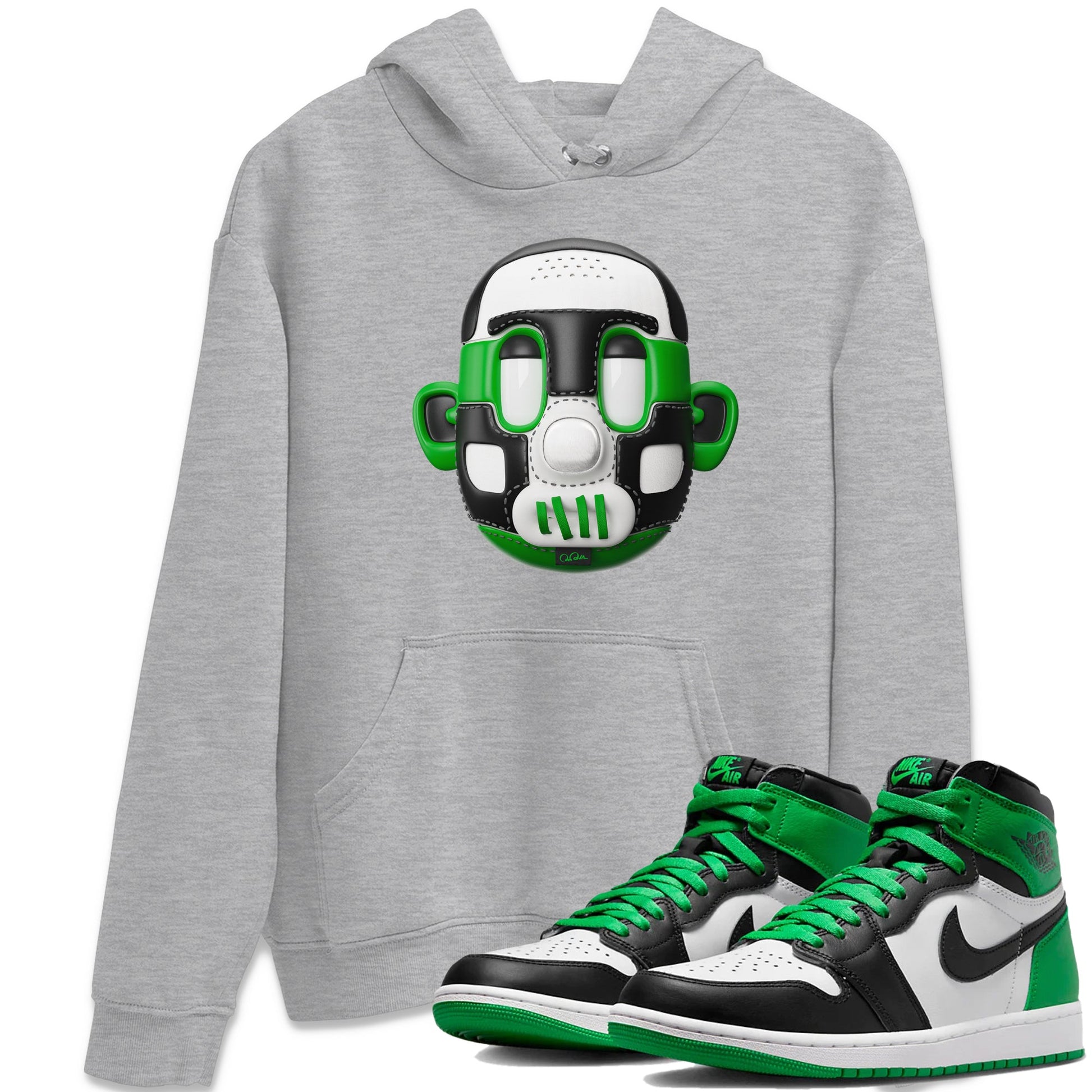 Air Jordan 1 Celtics Sneaker Match Tees Shoe Head Sneaker Tees AJ1 Celtics Sneaker Release Tees Unisex Shirts Heather Grey 1