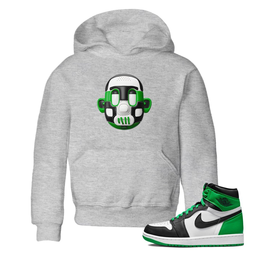 Air Jordan 1 Celtics Sneaker Match Tees Shoe Head Sneaker Tees AJ1 Celtics Sneaker Release Tees Kids Shirts Heather Grey 1