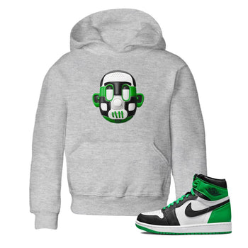 Air Jordan 1 Celtics Sneaker Match Tees Shoe Head Sneaker Tees AJ1 Celtics Sneaker Release Tees Kids Shirts Heather Grey 1
