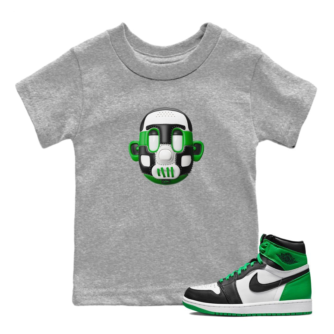 Air Jordan 1 Celtics Sneaker Match Tees Shoe Head Sneaker Tees AJ1 Celtics Sneaker Release Tees Kids Shirts Heather Grey 1