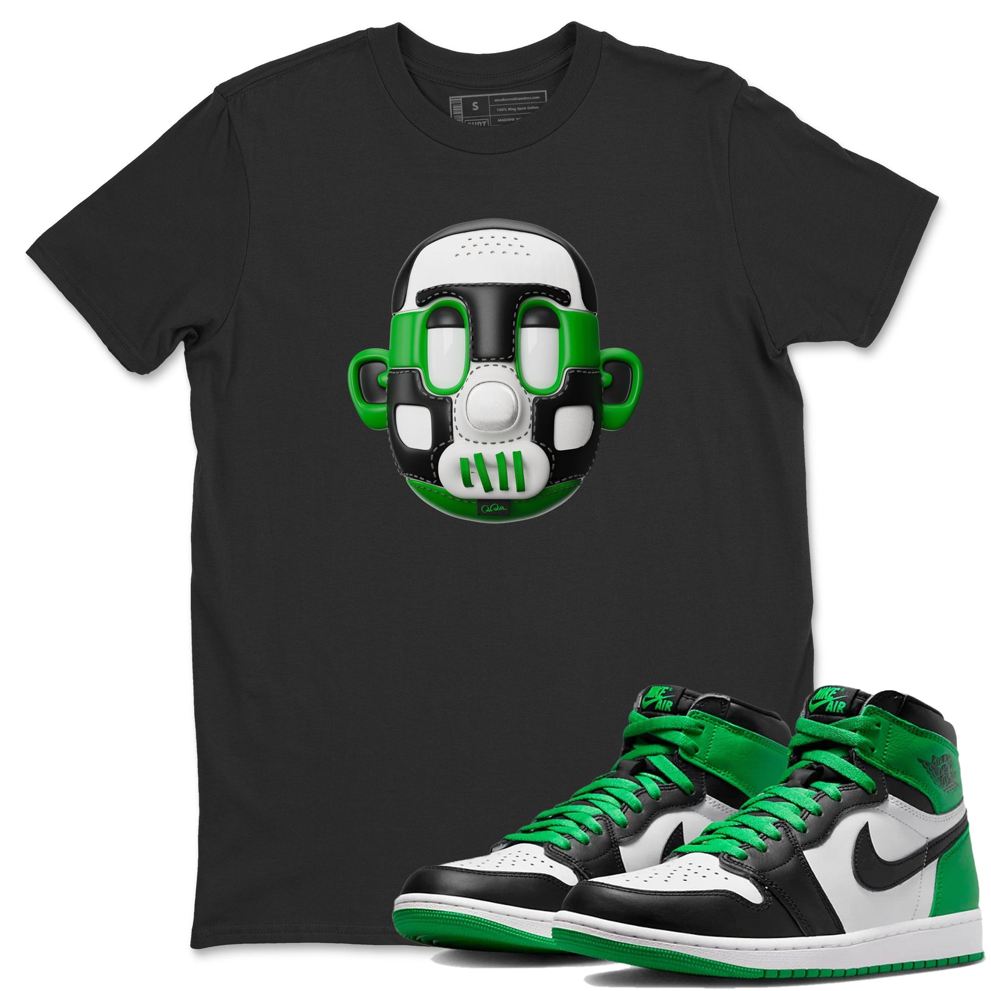 Air Jordan 1 Celtics Sneaker Match Tees Shoe Head Sneaker Tees AJ1 Celtics Sneaker Release Tees Unisex Shirts Black 1