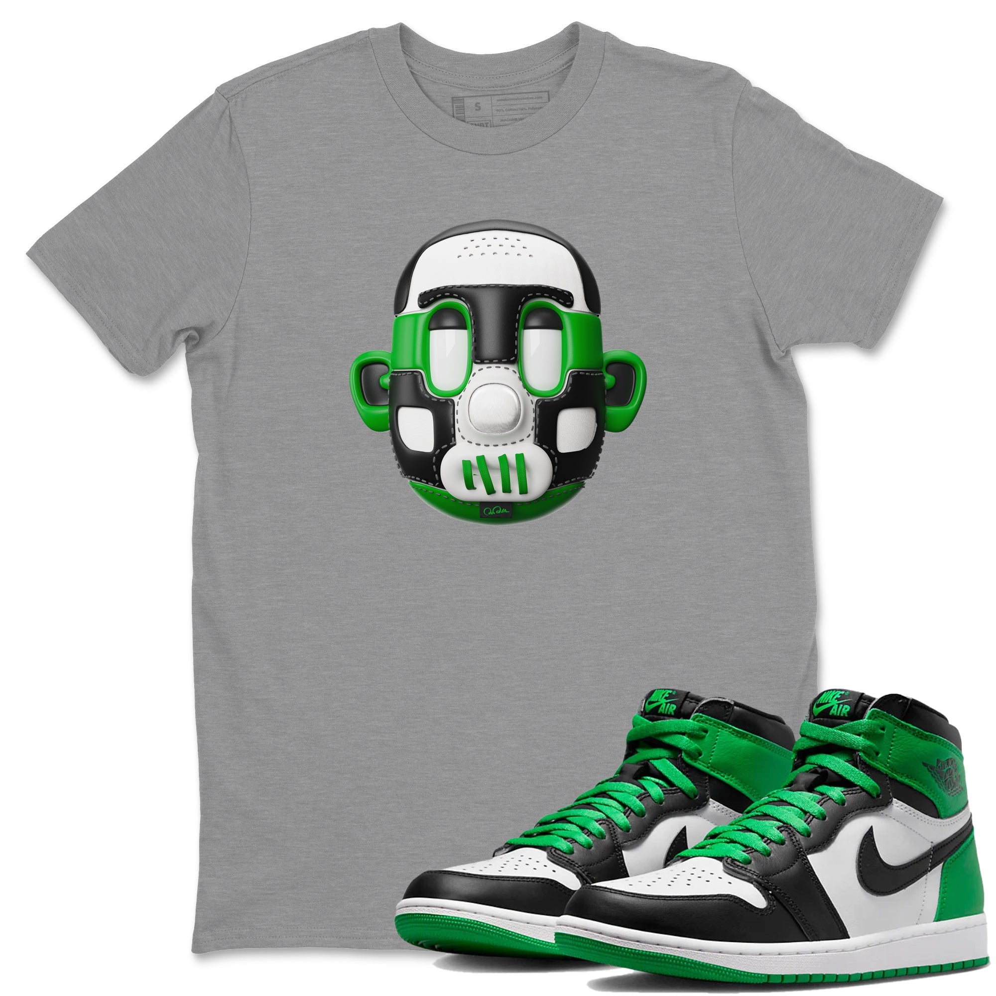Air Jordan 1 Celtics Sneaker Match Tees Shoe Head Sneaker Tees AJ1 Celtics Sneaker Release Tees Unisex Shirts Heather Grey 1
