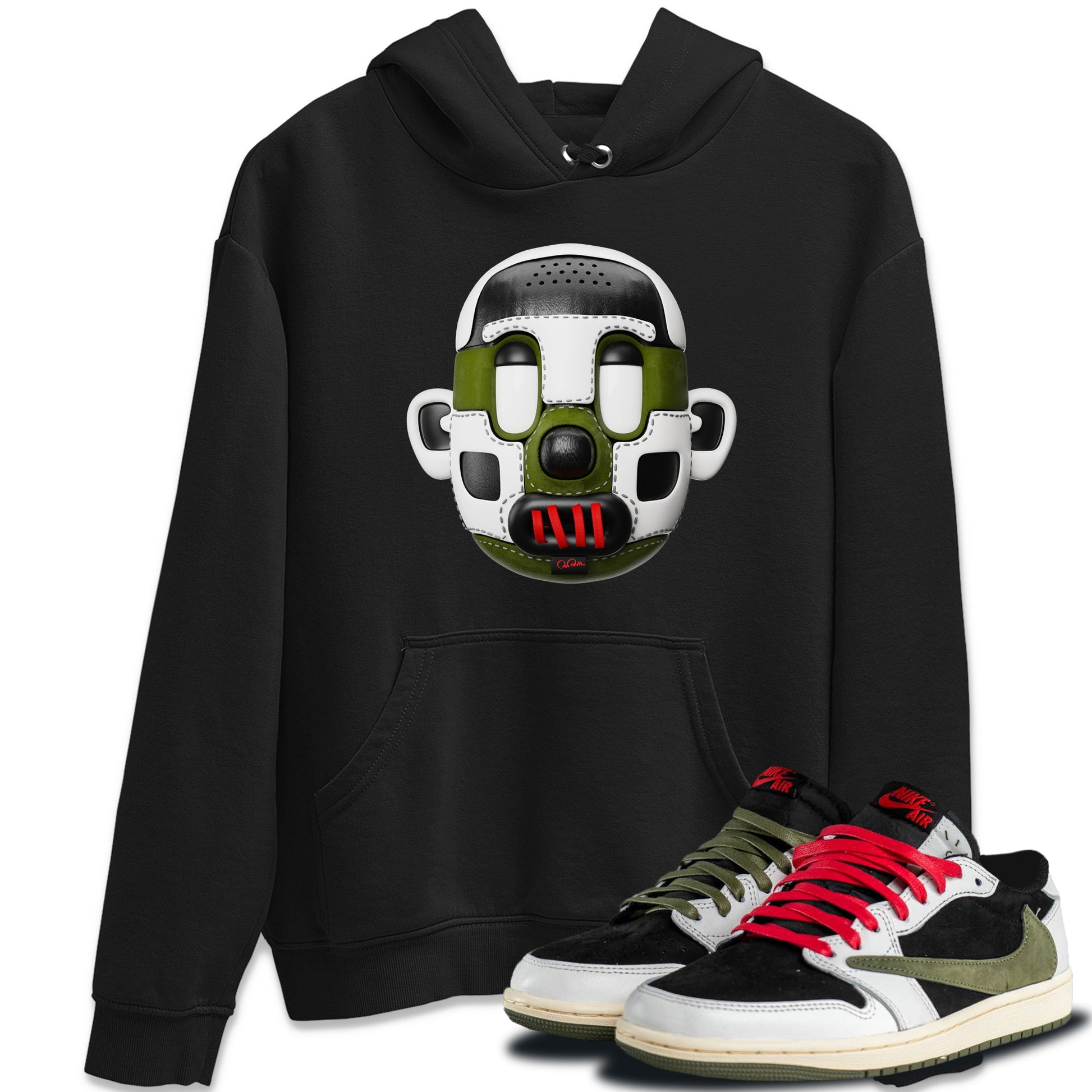 Air Jordan 1 Travis Scott Olive Sneaker Match Tees Shoe Head Sneaker Tees AJ1 Travis Scott Olive Sneaker Release Tees Unisex Shirts Black 1