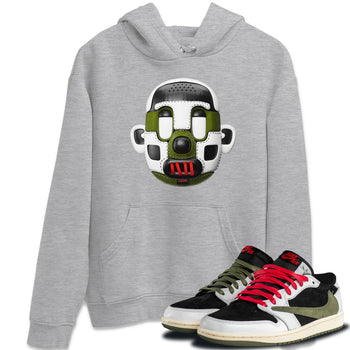 Air Jordan 1 Travis Scott Olive Sneaker Match Tees Shoe Head Sneaker Tees AJ1 Travis Scott Olive Sneaker Release Tees Unisex Shirts Heather Grey 1