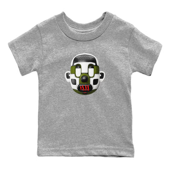 Air Jordan 1 Travis Scott Olive Sneaker Match Tees Shoe Head Sneaker Tees AJ1 Travis Scott Olive Sneaker Release Tees Kids Shirts Heather Grey 2