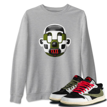 Air Jordan 1 Travis Scott Olive Sneaker Match Tees Shoe Head Sneaker Tees AJ1 Travis Scott Olive Sneaker Release Tees Unisex Shirts Heather Grey 1