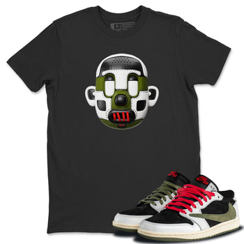 Air Jordan 1 Travis Scott Olive Sneaker Match Tees Shoe Head Sneaker Tees AJ1 Travis Scott Olive Sneaker Release Tees Unisex Shirts Black 1