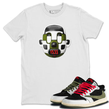 Air Jordan 1 Travis Scott Olive Sneaker Match Tees Shoe Head Sneaker Tees AJ1 Travis Scott Olive Sneaker Release Tees Unisex Shirts White 1