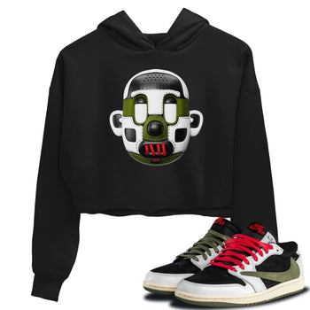 Air Jordan 1 Travis Scott Olive Sneaker Match Tees Shoe Head Sneaker Tees AJ1 Travis Scott Olive Sneaker Release Tees Women's Shirts Black 1