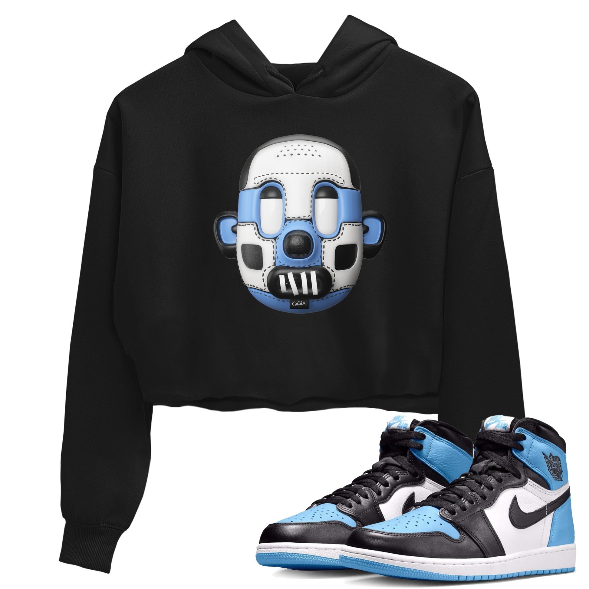 Air Jordan 1 Retro High OG UNC Toe Shirt to match Jordans Shoe Head Sneaker Tees 1s UNC Toe SNRT Sneaker Release Tees Crop T-Shirts Black 1