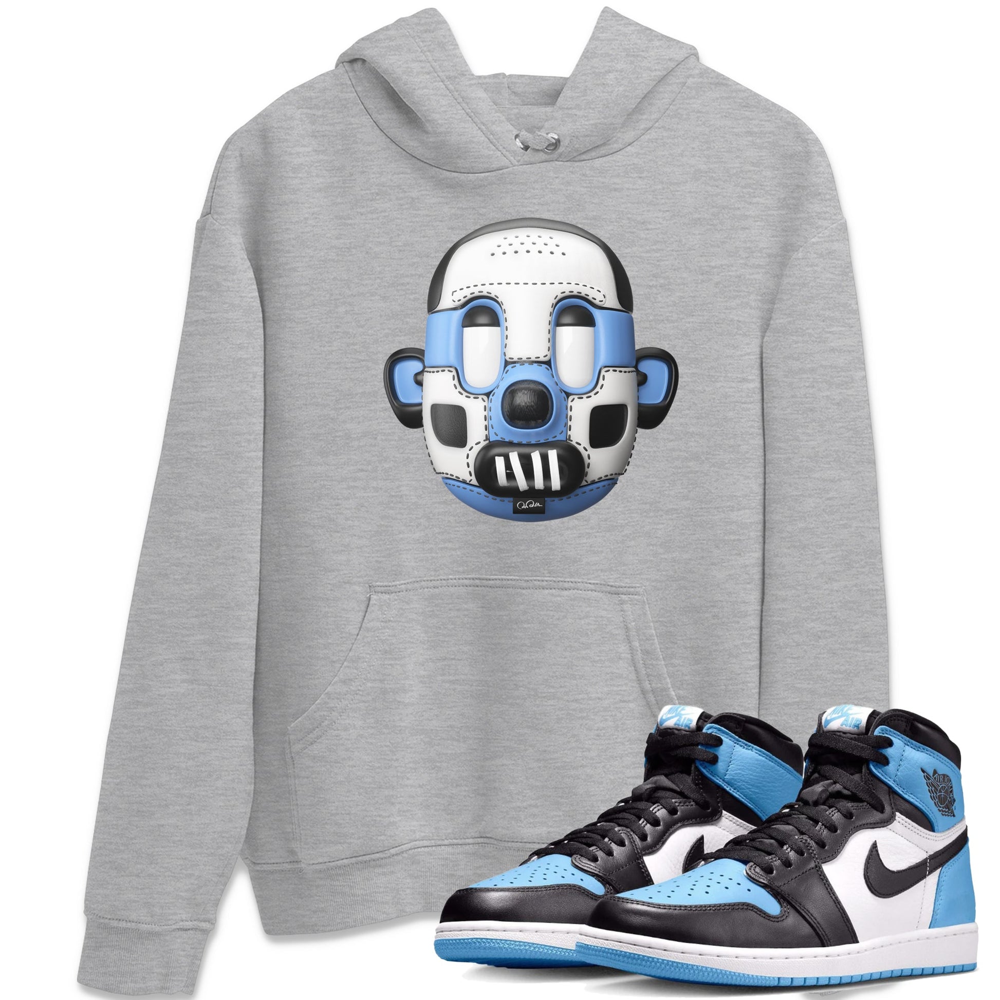 Air Jordan 1 Retro High OG UNC Toe Shirt to match Jordans Shoe Head Sneaker Tees 1s UNC Toe SNRT Sneaker Release Tees Crew Neck T-Shirts Heather Grey 1