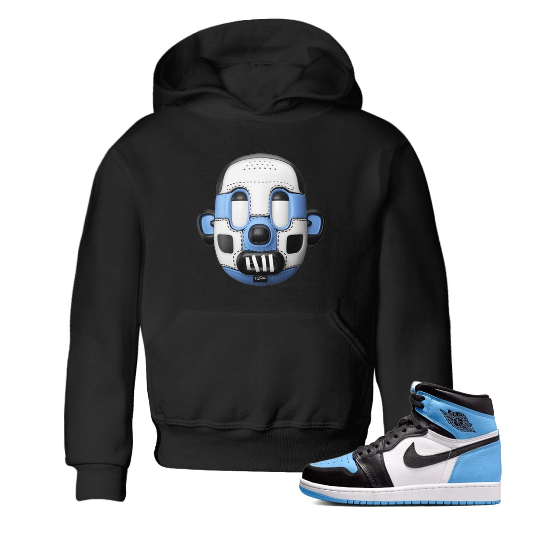 Air Jordan 1 UNC Toe Shoe Head Baby and Kids Sneaker Tees AJ1 OG High UNC Toe Kids Sneaker Tees Washing and Care Tip