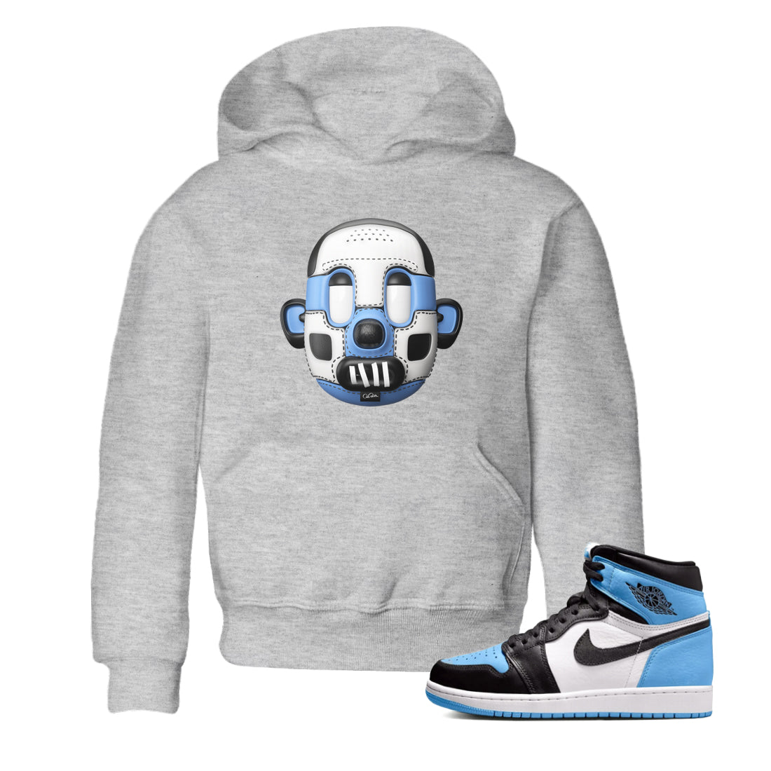 Air Jordan 1 Retro High OG UNC Toe Shirt to match Jordans Shoe Head Sneaker Tees 1s UNC Toe SNRT Sneaker Release Tees Kids and Baby Tees Heather Grey 1