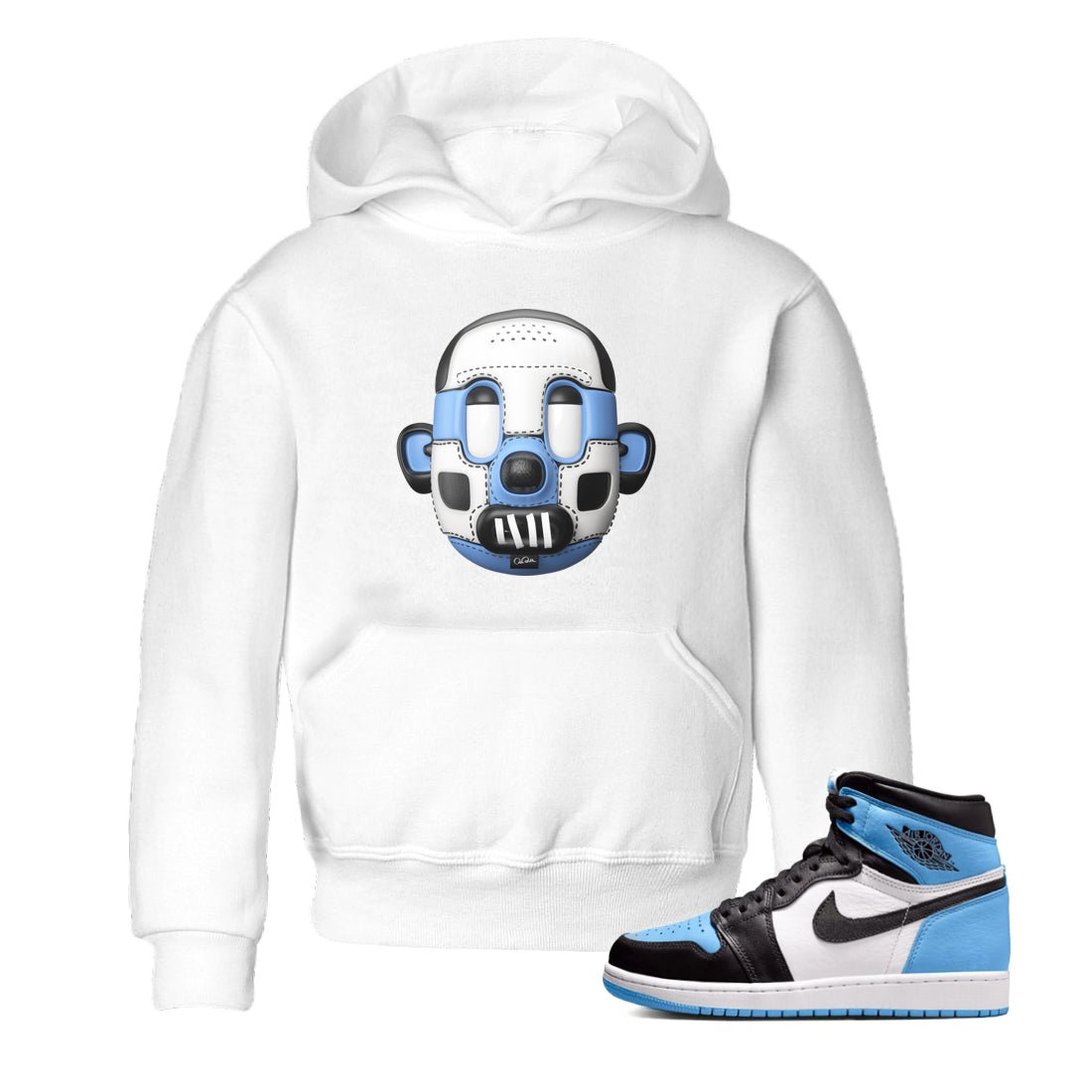 Air Jordan 1 Retro High OG UNC Toe Shirt to match Jordans Shoe Head Sneaker Tees 1s UNC Toe SNRT Sneaker Release Tees Kids and Baby Tees White 1