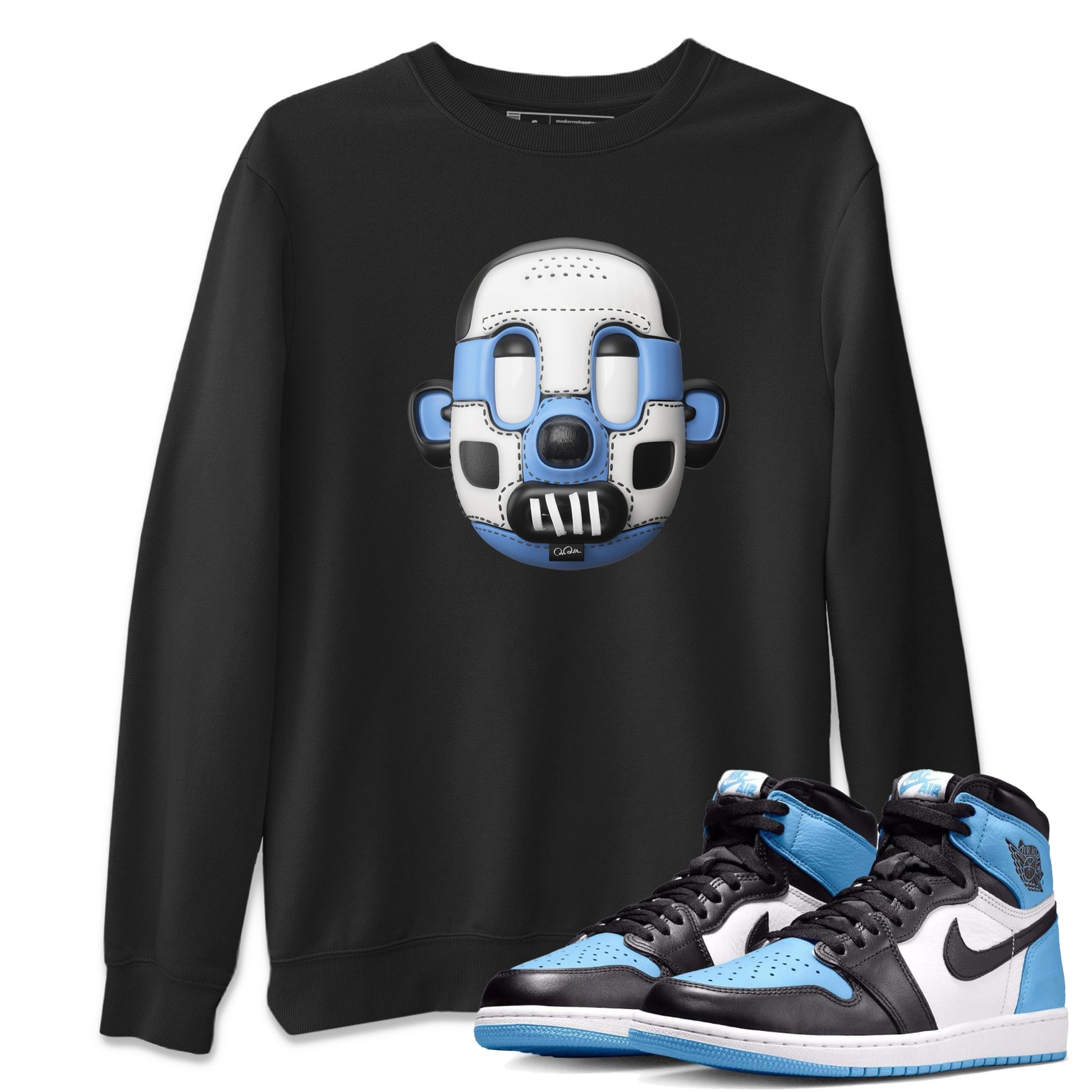 Air Jordan 1 Retro High OG UNC Toe Shirt to match Jordans Shoe Head Sneaker Tees 1s UNC Toe SNRT Sneaker Release Tees Crew Neck T-Shirts Black 1