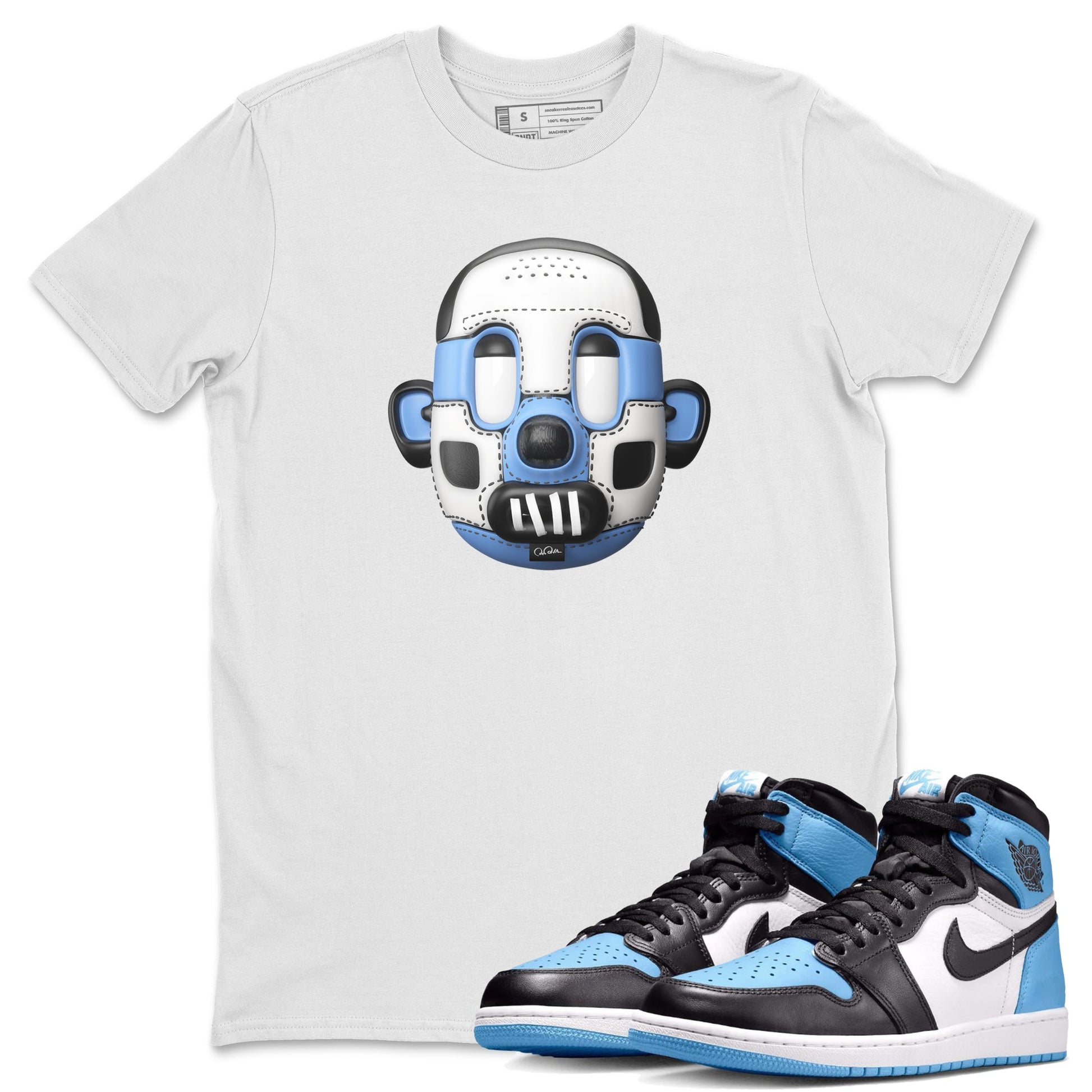 Air Jordan 1 Retro High OG UNC Toe Shirt to match Jordans Shoe Head Sneaker Tees 1s UNC Toe SNRT Sneaker Release Tees Crew Neck T-Shirts White 1