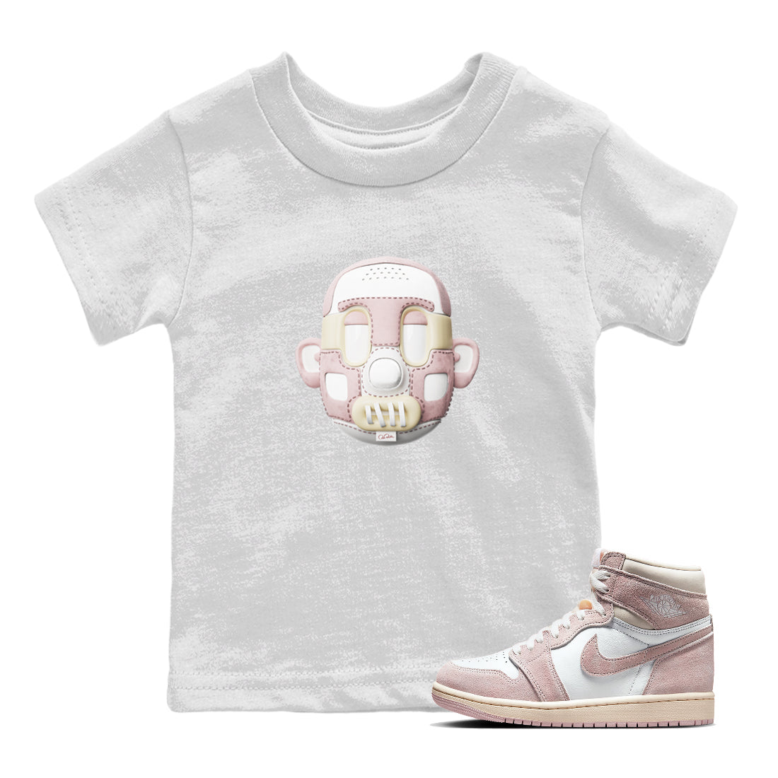 Air Jordan 1 Washed Pink Sneaker Match Tees Shoe Head Sneaker Tees AJ1 Washed Pink Sneaker Release Tees Kids Shirts White 1
