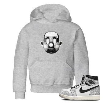 Air Jordan 1 White Cement Sneaker Match Tees Shoe Head Sneaker Tees AJ1 White Cement Sneaker Release Tees Kids Shirts Heather Grey 1