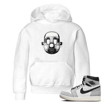 Air Jordan 1 White Cement Sneaker Match Tees Shoe Head Sneaker Tees AJ1 White Cement Sneaker Release Tees Kids Shirts White 1