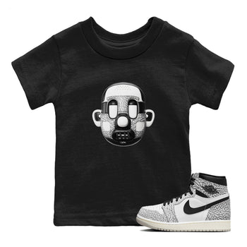 Air Jordan 1 White Cement Sneaker Match Tees Shoe Head Sneaker Tees AJ1 White Cement Sneaker Release Tees Kids Shirts Black 1