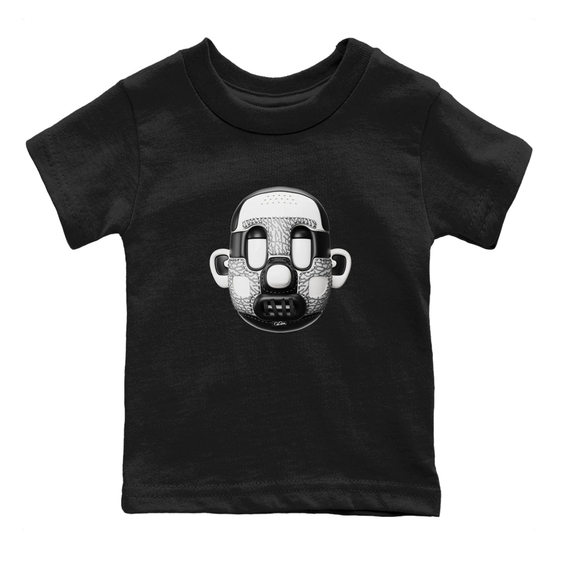 Air Jordan 1 White Cement Sneaker Match Tees Shoe Head Sneaker Tees AJ1 White Cement Sneaker Release Tees Kids Shirts Black 2